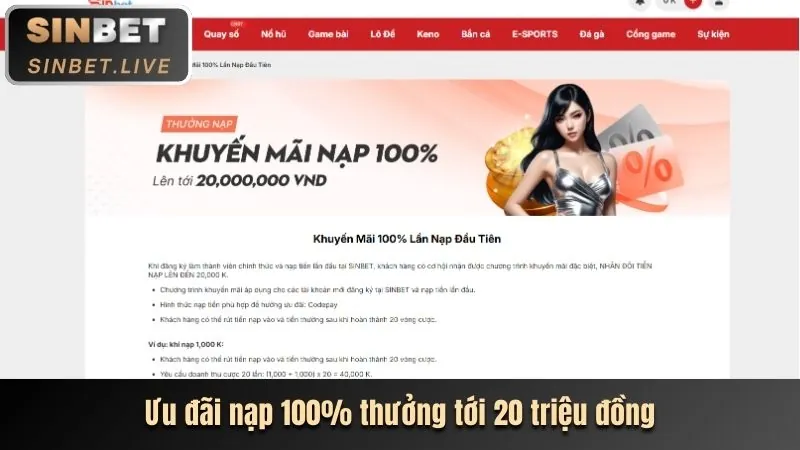 Thưởng nạp lần đầu hấp dẫn